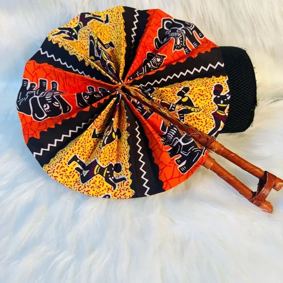 Multicolor Leather Wrapped Fan - Picture 3 of 5